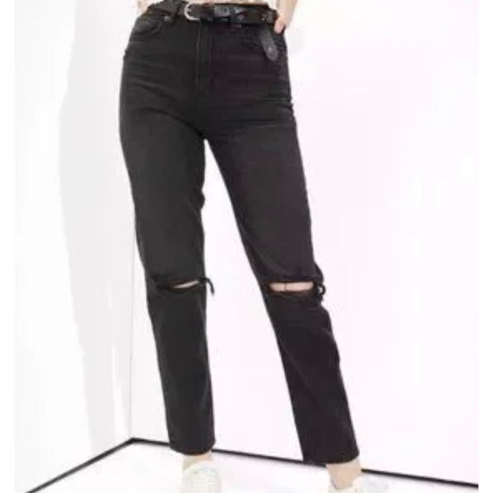 American Eagle Outfitters Relaxed Mom Distressed Jeans Size 0 Grayish Black - Picture 8 of 8